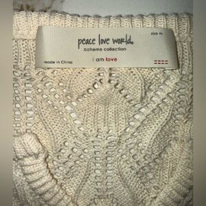 ✌🏽❤️🌎Peace Love World Boheme Cream Boho Knit Sweater | Size M| NWT